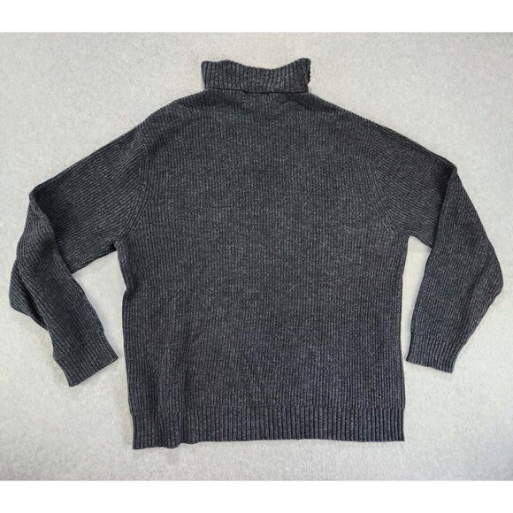 Eddie Bauer Sweater Mens XXL Heavy Knit Ribbed Cotton‎ Quarter Zip Dark Gray - Picture 7 of 9
